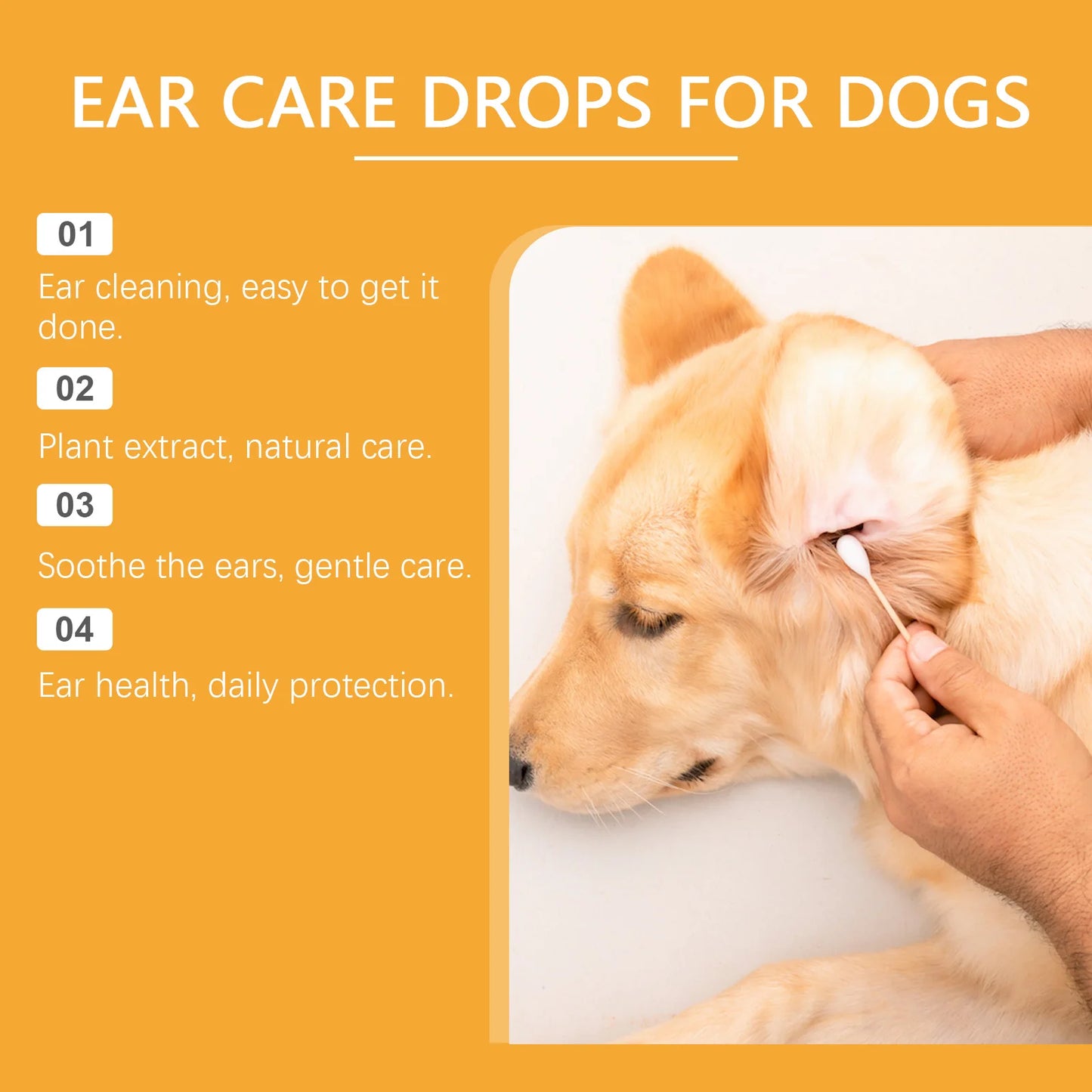 Dog Ear Care Drops Relieve Itching Dandruff Reduce Odor Anti-Fungals Earwax Remover No Irritating Pet Ear Cleaner Liquid 60Ml