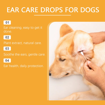 Dog Ear Care Drops Relieve Itching Dandruff Reduce Odor Anti-Fungals Earwax Remover No Irritating Pet Ear Cleaner Liquid 60Ml