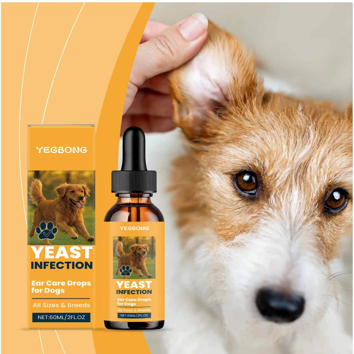Dog Ear Care Drops Relieve Itching Dandruff Reduce Odor Anti-Fungals Earwax Remover No Irritating Pet Ear Cleaner Liquid 60Ml